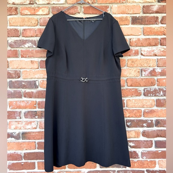 Tahari Womens Black Short Sleeved Dress 18W - Picture 1 of 7